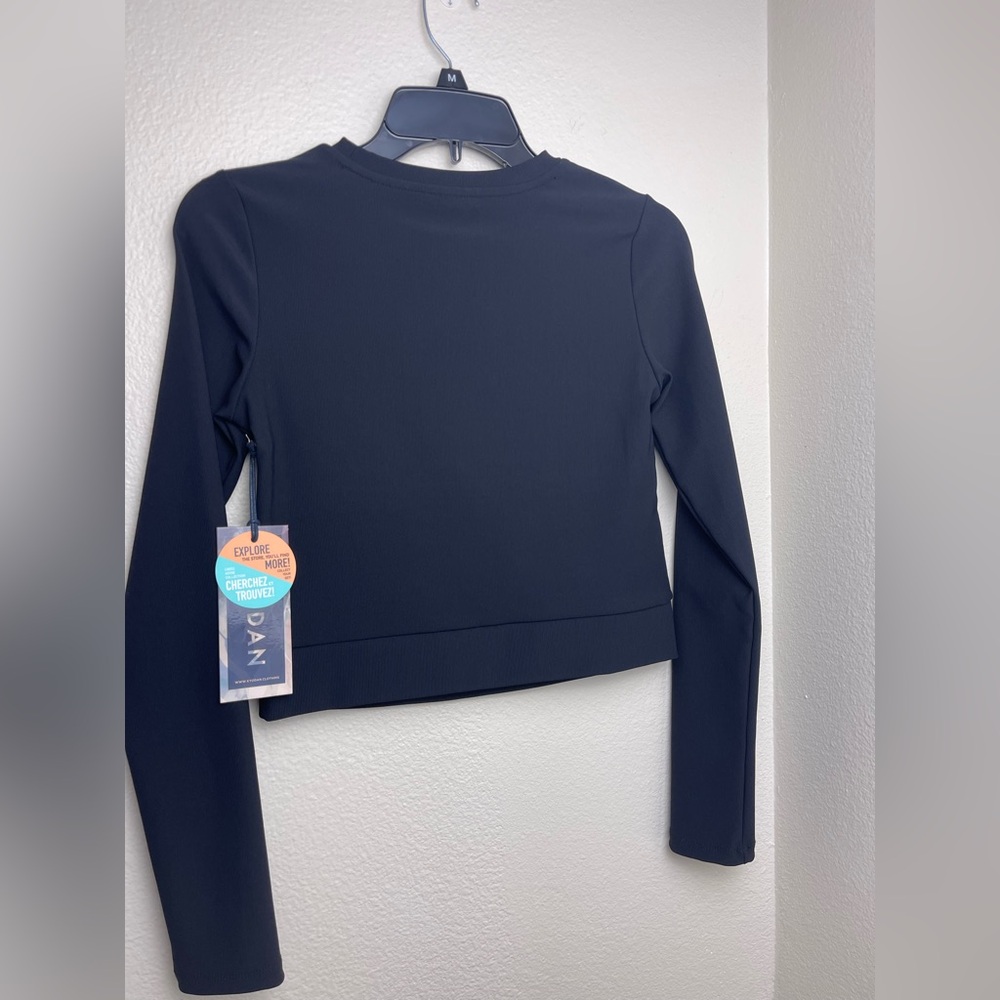 Kyodan Black Ribbed Long Sleeve Crop Top | Medium | NWT